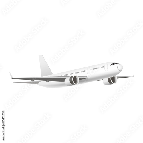 White Jet Airplane in the Air. Vector
