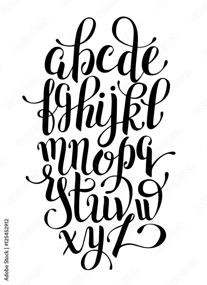 black and white hand lettering alphabet design, handwritten brus Stock  Vector Image & Art - Alamy