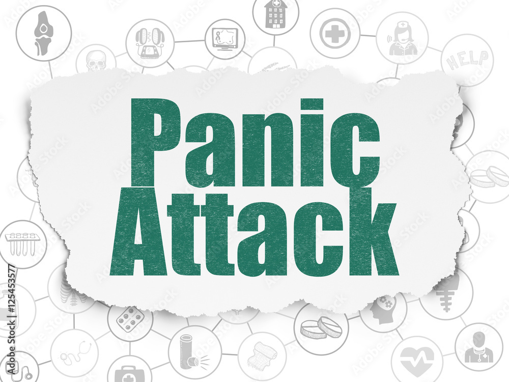 Healthcare concept: Panic Attack on Torn Paper background Healthcare concept: Panic Attack on Torn Paper background