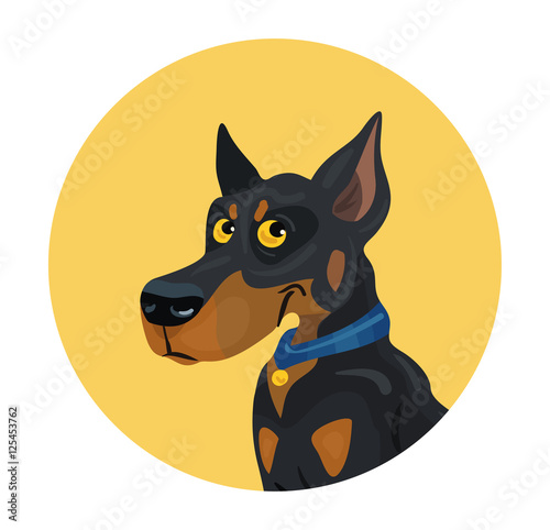 Vector cartoon doberman dog