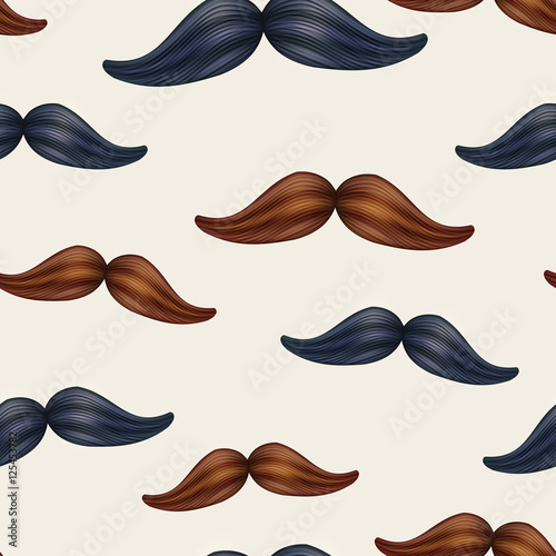 Vector hipster mustache different colors seamless pattern
