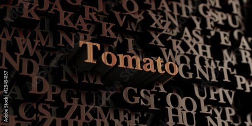 Tomato - Wooden 3D rendered letters/message. Can be used for an online banner ad or a print postcard.