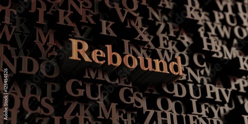 Rebound - Wooden 3D rendered letters/message. Can be used for an online banner ad or a print postcard.