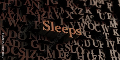 Sleeps - Wooden 3D rendered letters/message. Can be used for an online banner ad or a print postcard.