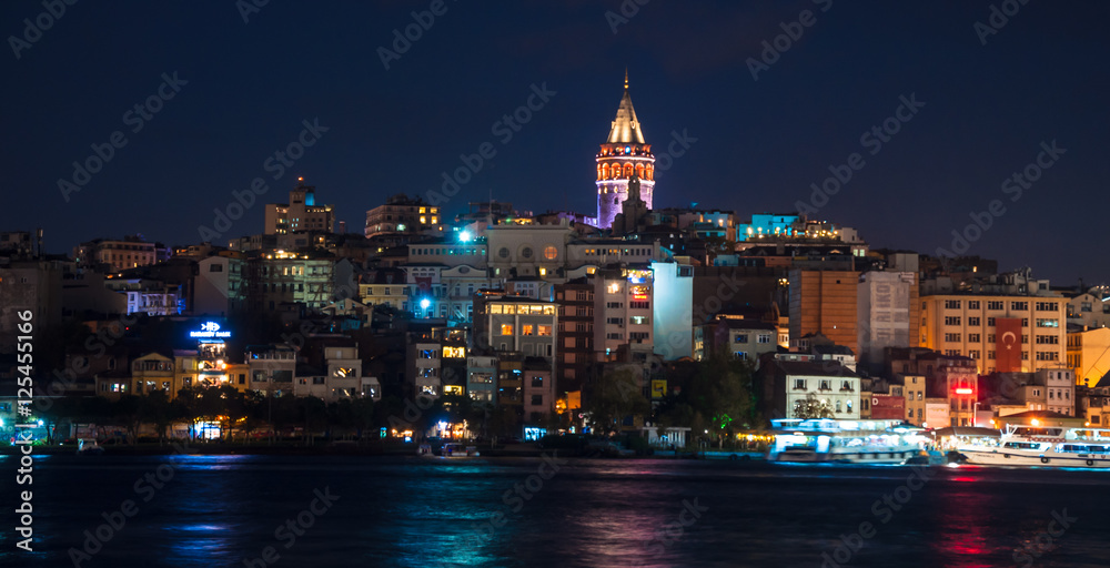 Istanbul, Turkey – October  12, 2016: View of city with Galata Tower in Istanbul