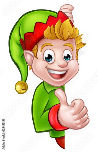 Thumbs Up Christmas Elf Cartoon Character