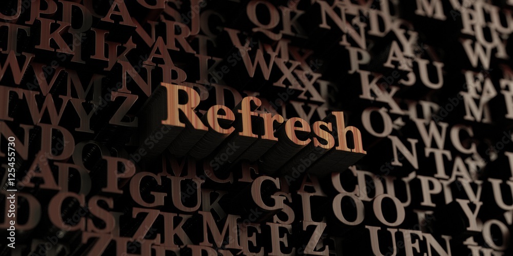 Refresh - Wooden 3D rendered letters/message.  Can be used for an online banner ad or a print postcard.