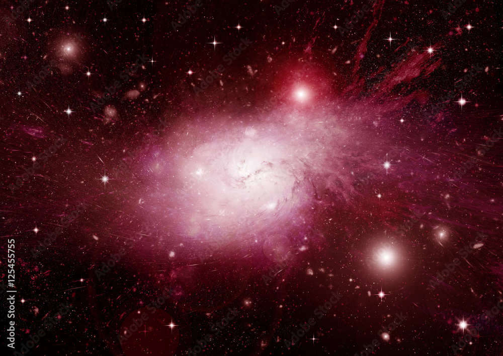 Fototapeta premium Stars, dust and gas nebula in a far galaxy