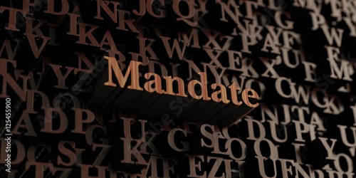 Mandate - Wooden 3D rendered letters/message. Can be used for an online banner ad or a print postcard.