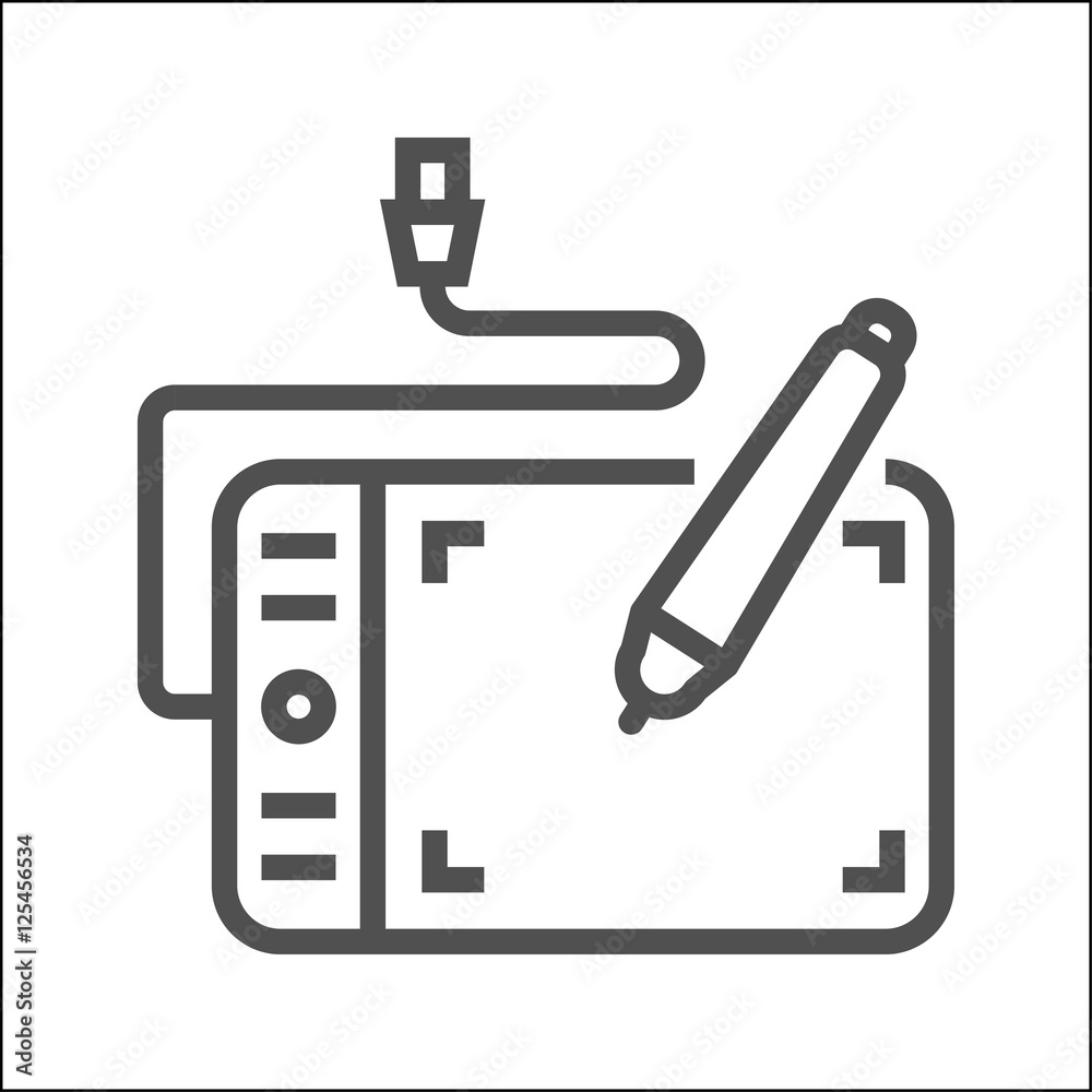 Graphics tablet line icon Graphics tablet line icon