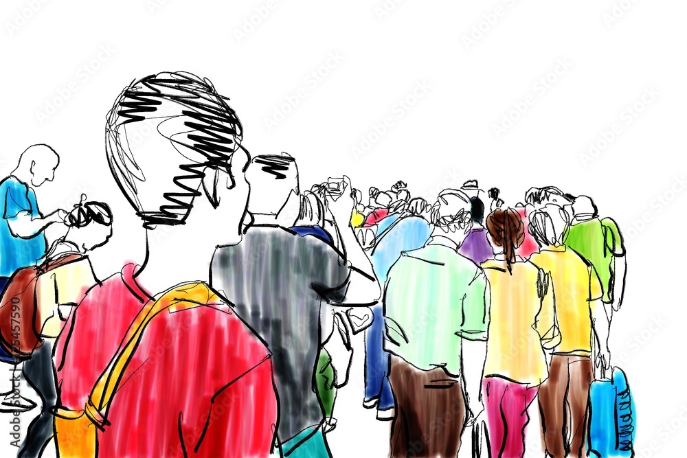 crowd walking illustration