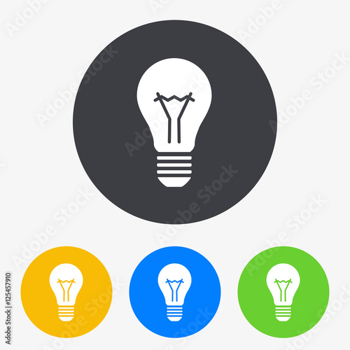 Icono plano bombilla en circulo varios colores