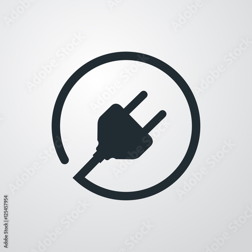 Icono plano enchufe con cable circular en fondo degradado