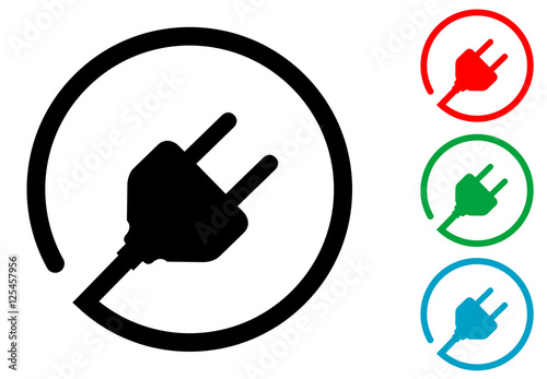 Icono plano enchufe con cable circular en varios colores photo