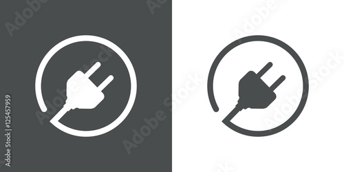 Icono plano enchufe con cable circular gris