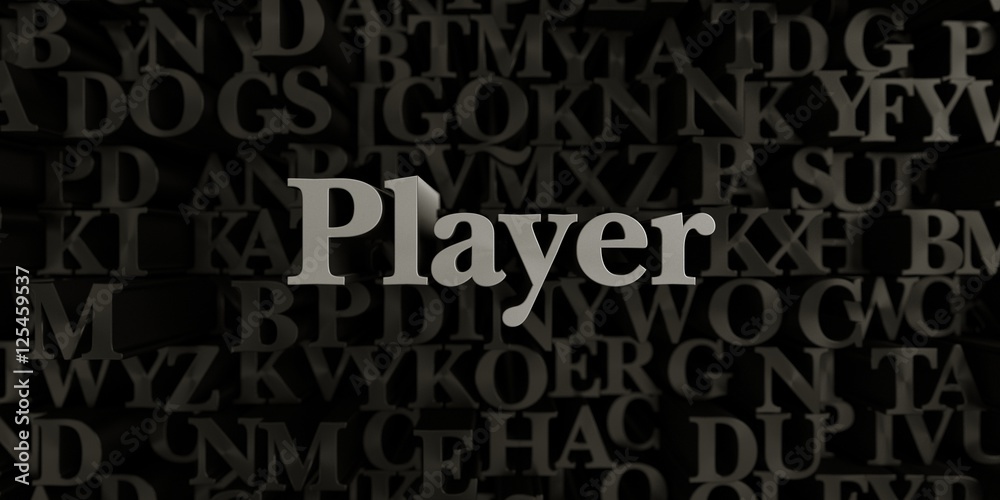 Player - Stock image of 3D rendered metallic typeset headline illustration.  Can be used for an online banner ad or a print postcard.