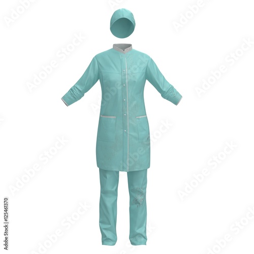 Medical workers clothes isolated on white. No people. 3D illustration