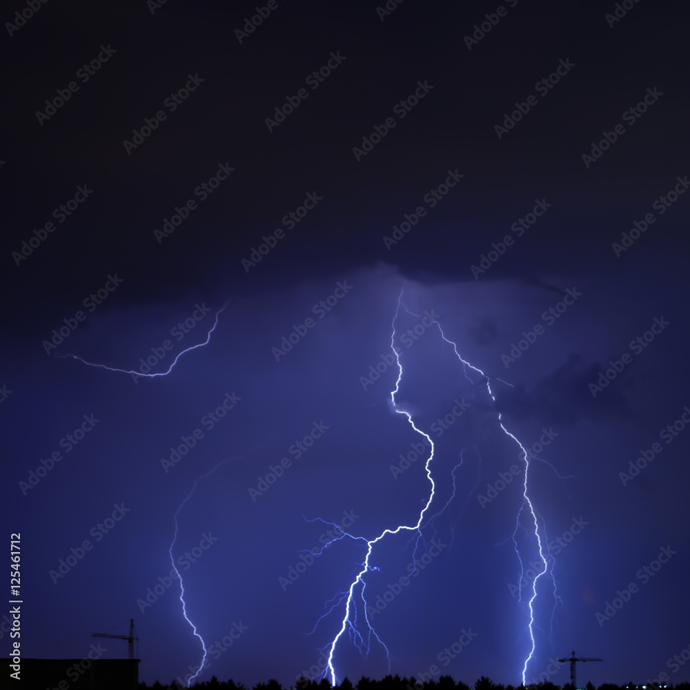Lightnings over a night city