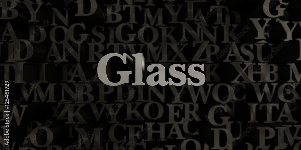 Glass - Stock image of 3D rendered metallic typeset headline illustration.  Can be used for an online banner ad or a print postcard.