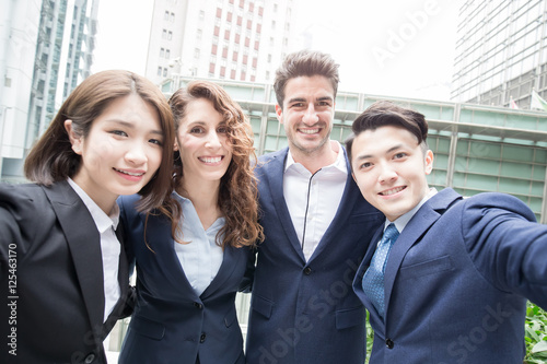 Photography businesspeople selfie in hongkong