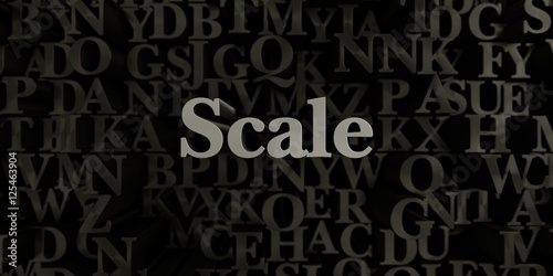 Scale - Stock image of 3D rendered metallic typeset headline illustration.  Can be used for an online banner ad or a print postcard.