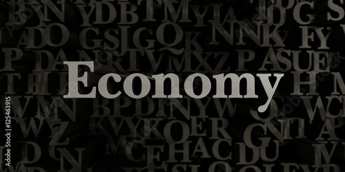 Economy - Stock image of 3D rendered metallic typeset headline illustration. Can be used for an online banner ad or a print postcard.