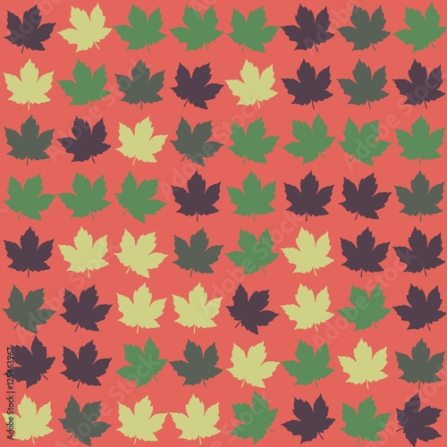 Seamless autumn colorful pattern with maple leafs