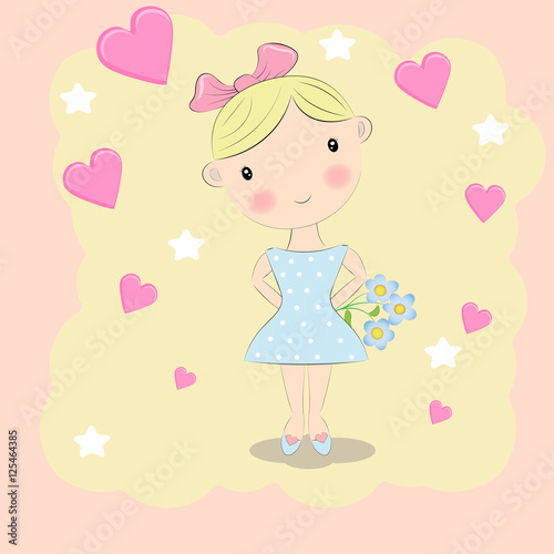 Little romantic girl  illustration princess girl  T-shirt Graphics  girl vector