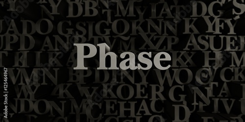 Phase - Stock image of 3D rendered metallic typeset headline illustration. Can be used for an online banner ad or a print postcard.