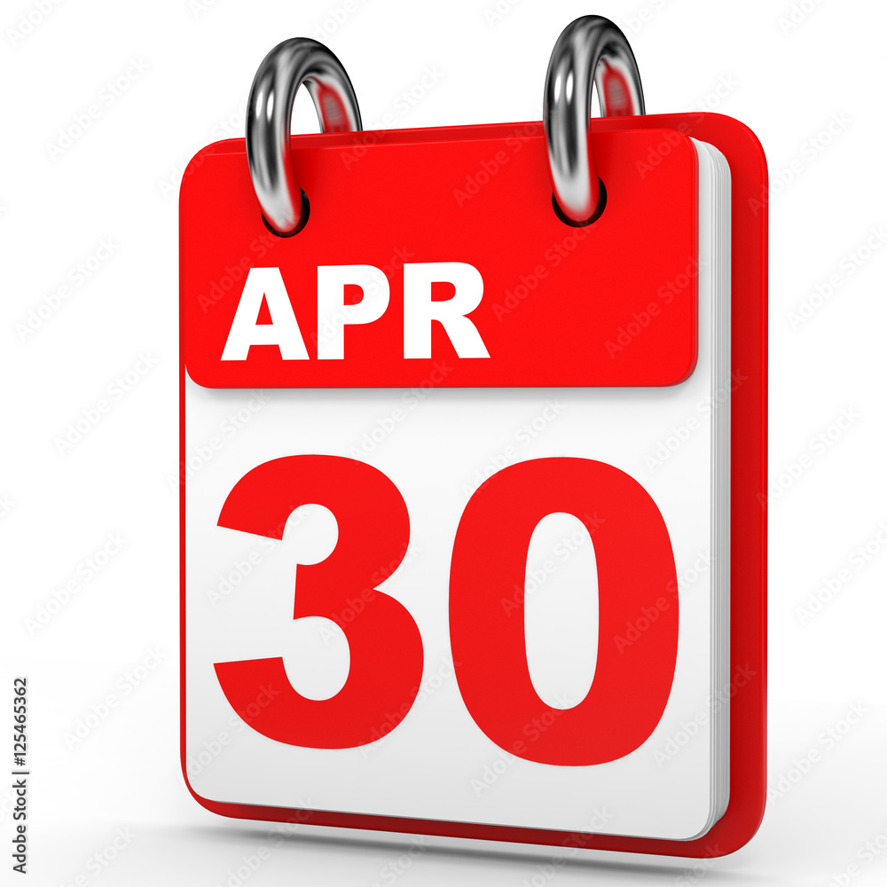 April 30. Calendar on white background. April 30. Calendar on white background.