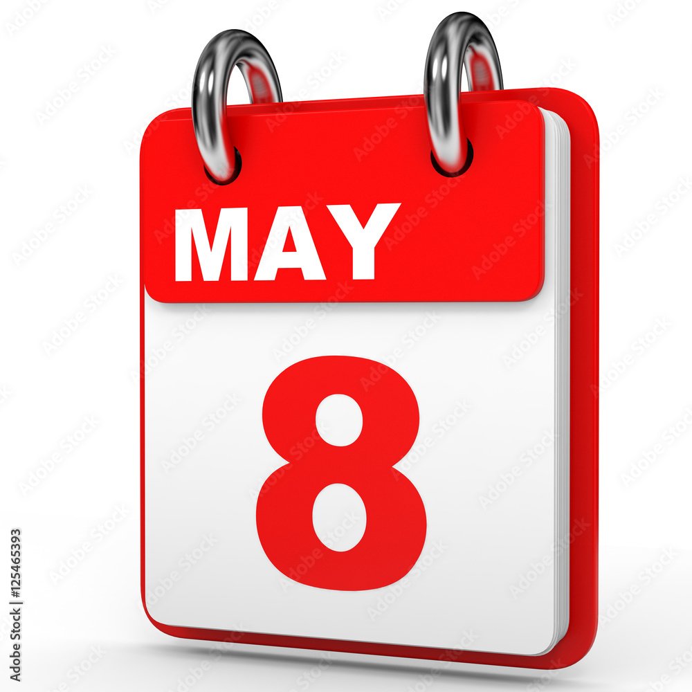May 8. Calendar on white background. May 8. Calendar on white background.