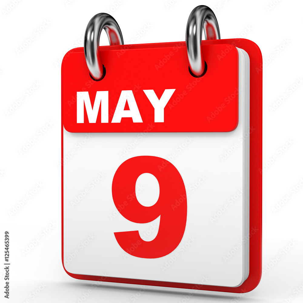 May 9. Calendar on white background. May 9. Calendar on white background.