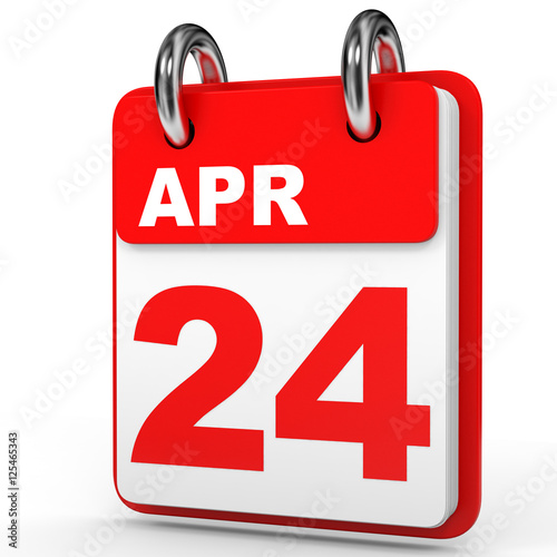 April 24. Calendar on white background.