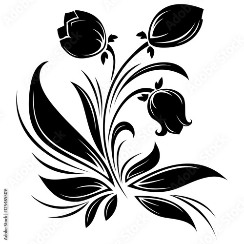Fototapeta Naklejka Na Ścianę i Meble -  black Easter bells snowdrops silhouette