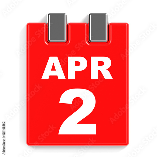 April 2. Calendar on white background.