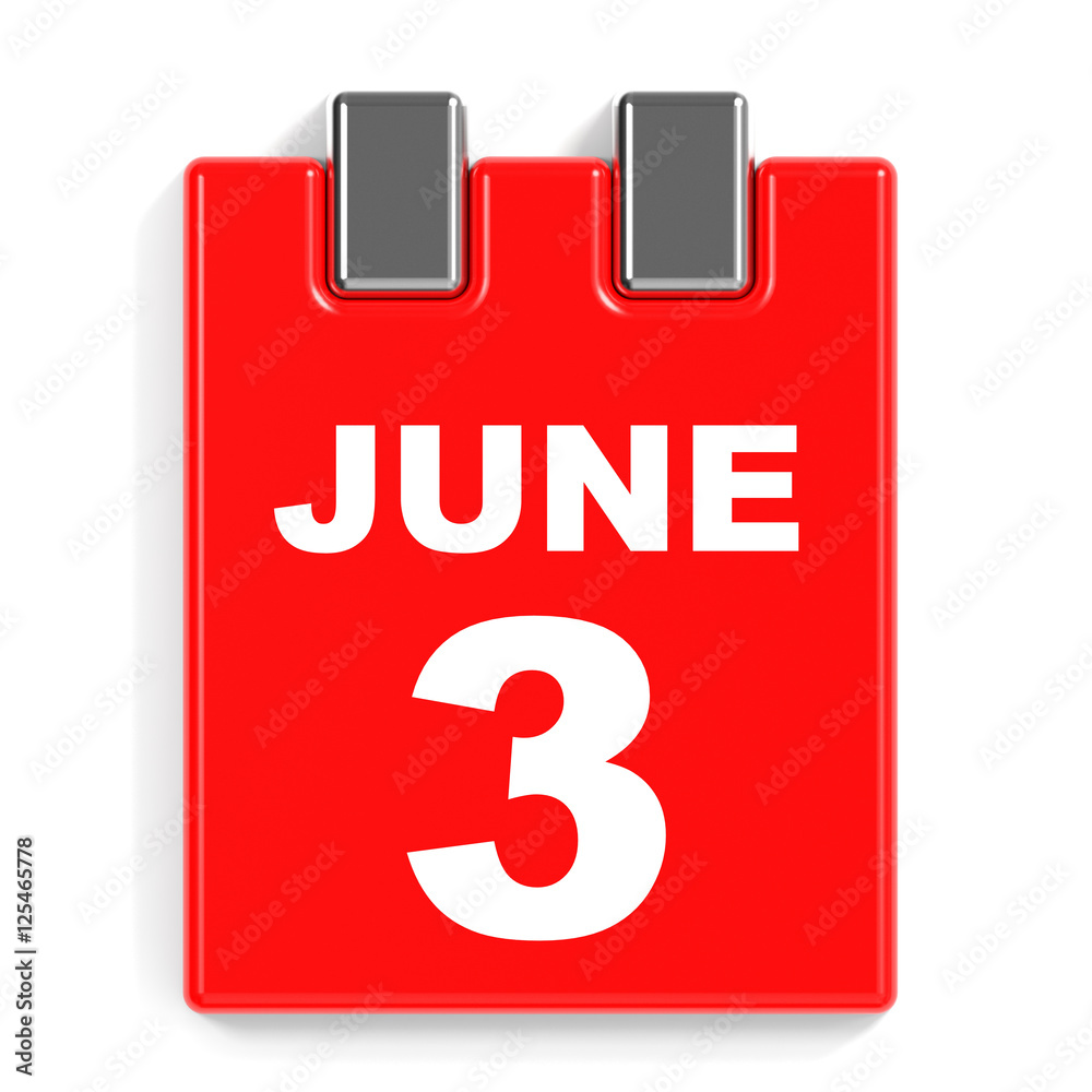 June 3. Calendar on white background. June 3. Calendar on white background.
