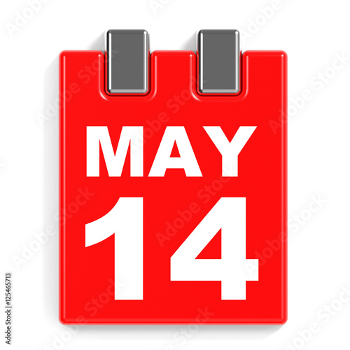 May 14. Calendar on white background.