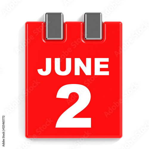 June 2. Calendar on white background.