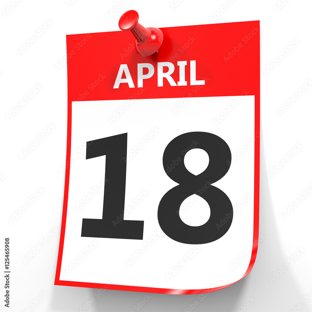 April 18. Calendar on white background. April 18. Calendar on white background.
