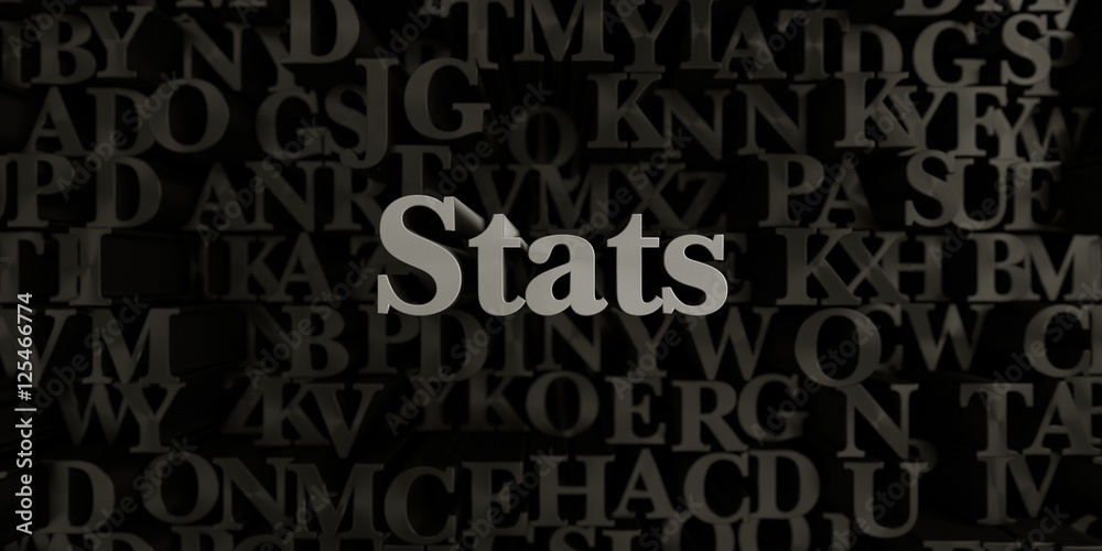 Stats - Stock image of 3D rendered metallic typeset headline illustration.  Can be used for an online banner ad or a print postcard.