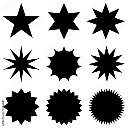 Collection of trendy retro stars shapes.Sunburst design elements set.