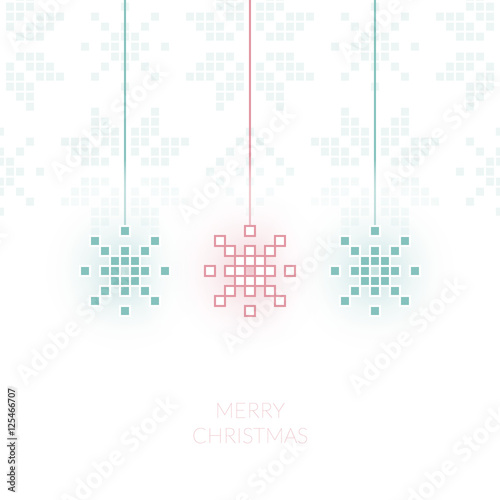 Pixel snowflake simple christmas greeting card. Can be used as i