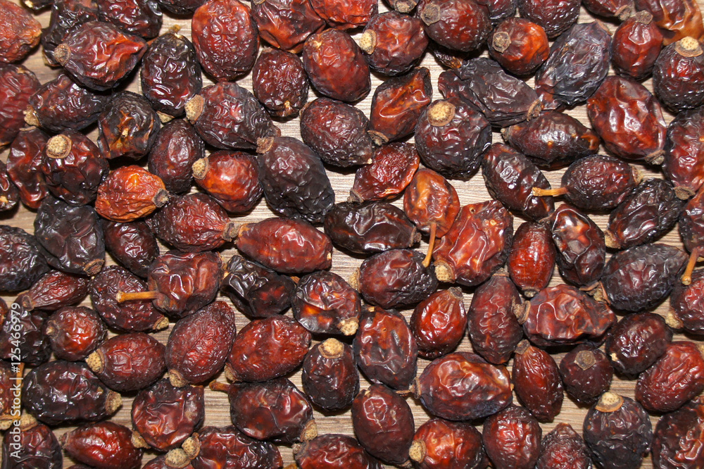 Dried rosehip, top view Dried rosehip, top view