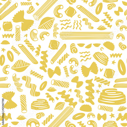 Pasta seamless pattern on white background.