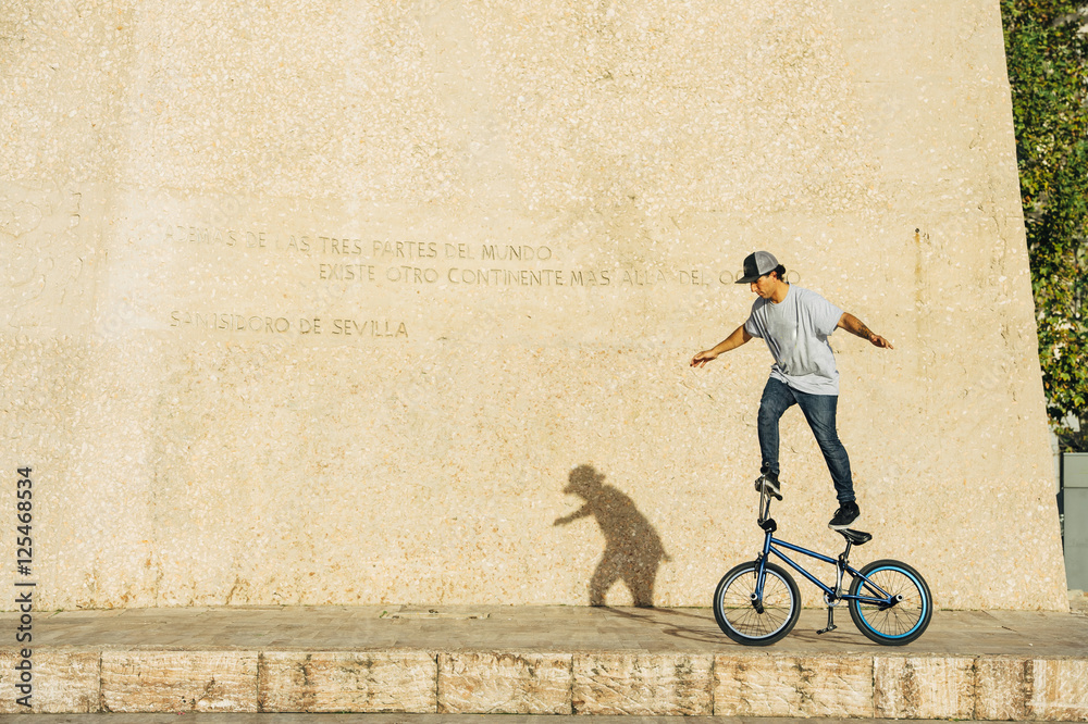 Fototapeta premium man bmx acrobatic figure silhouette