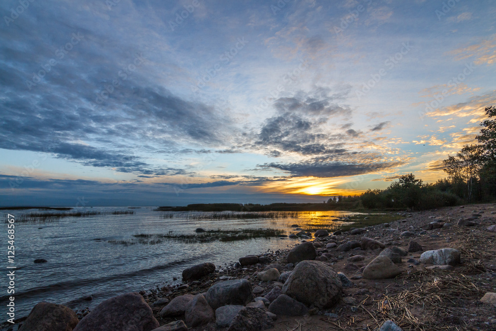 evening on the Gulf of Finland/ sunset on the Gulf of Finland, Leningrad region, Russia