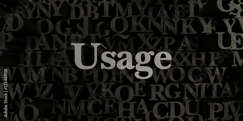 Cuadro en lienzo Usage - Stock image of 3D rendered metallic typeset headline illustration