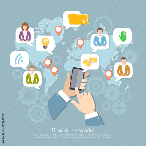 Wallpaper Mural Social network concept in flat style Torontodigital.ca