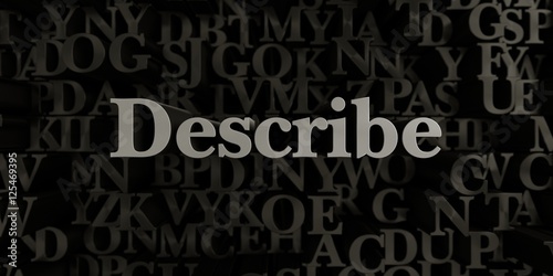Describe - Stock image of 3D rendered metallic typeset headline illustration. Can be used for an online banner ad or a print postcard.