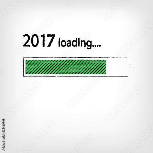 New year 2017 loading background, happy new year. Funny business concept: mail load. Green color. Space for your text.